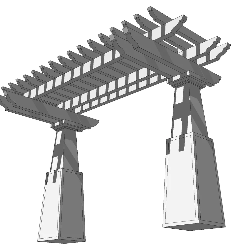 3D render of a traditional Chinese garden pavilion with intricate lattice roof design and ornate wooden brackets, created for SketchUp architectural visualization