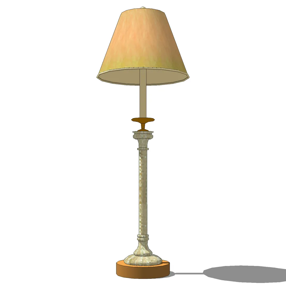 Vintage-style table lamp with marble textured base and warm amber shade, optimized for SketchUp interior design projects