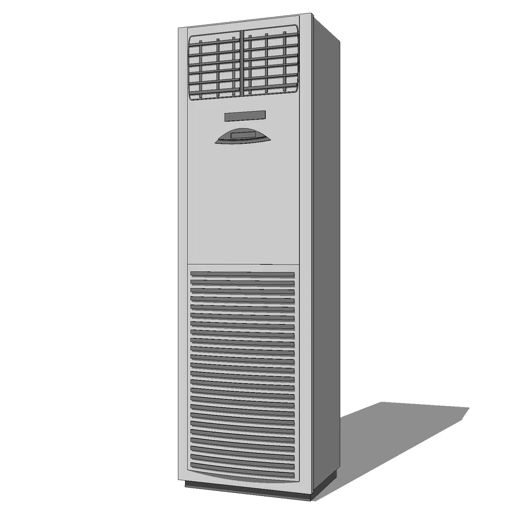 Realistic 3D render of a commercial air conditioning unit with modular design and optimized ventilation grilles, ideal for architectural MEP modeling in SketchUp projects