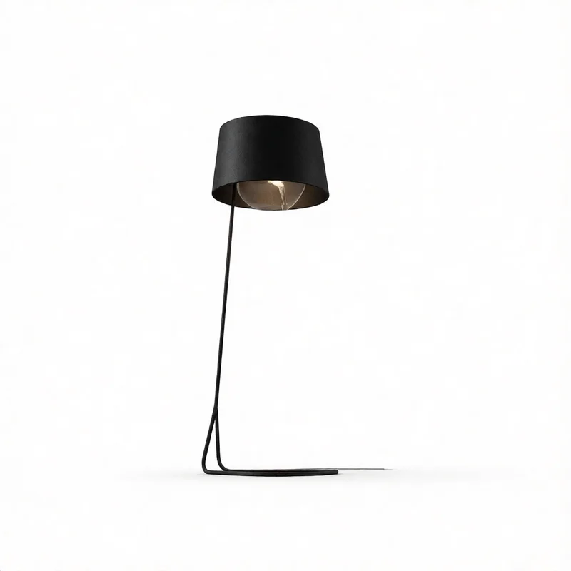 Minimalist black floor lamp 3D model with curved base and matte shade for SketchUp architectural visualization projects