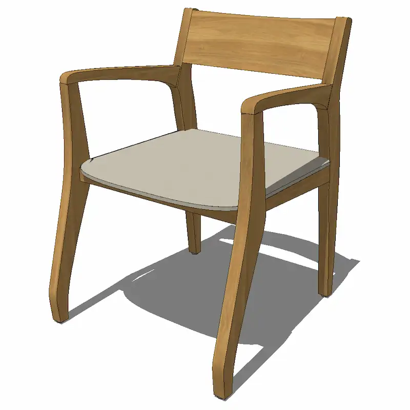 Scandinavian armchair 3d model with natural wood finish and ergonomic design optimized for SketchUp architectural visualization projects