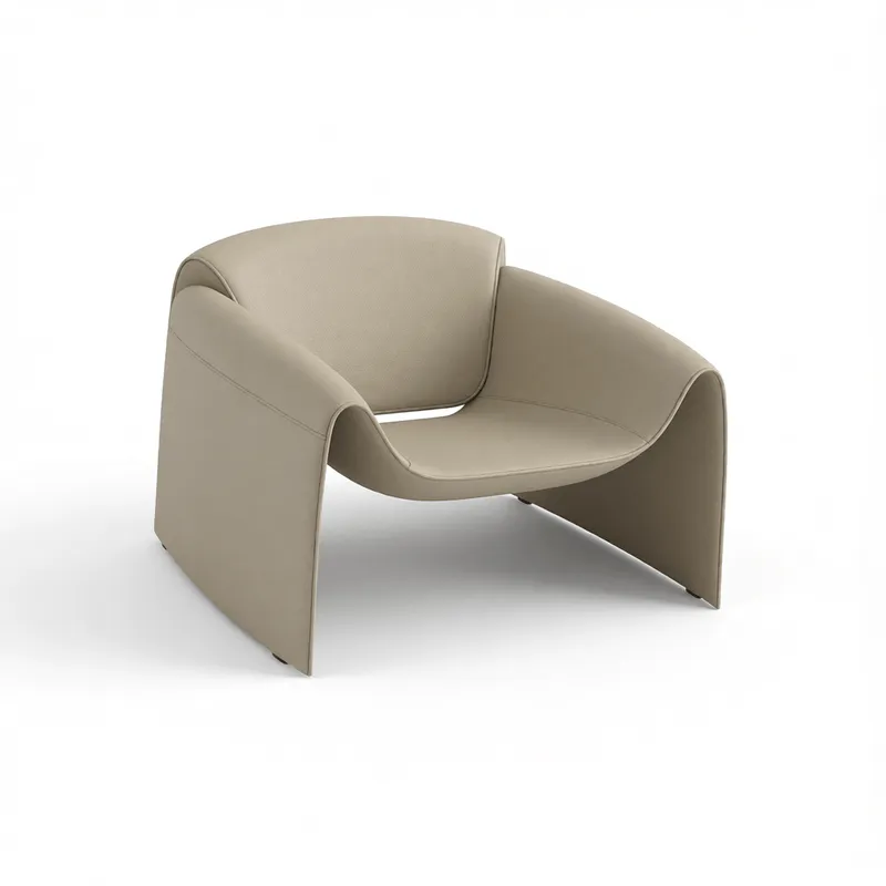 Minimalist curved beige lounge chair 3d model for interior design visualization in sketchup with d5 render and enscape compatibility