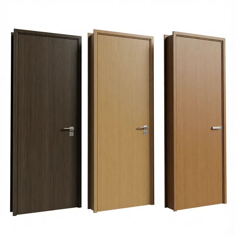 建築ビジュアライゼーションおよびインテリアデザインプロジェクト向けSketchUp用、自然な木目テクスチャを施した詳細な無垢材シングルドア3Dモデル