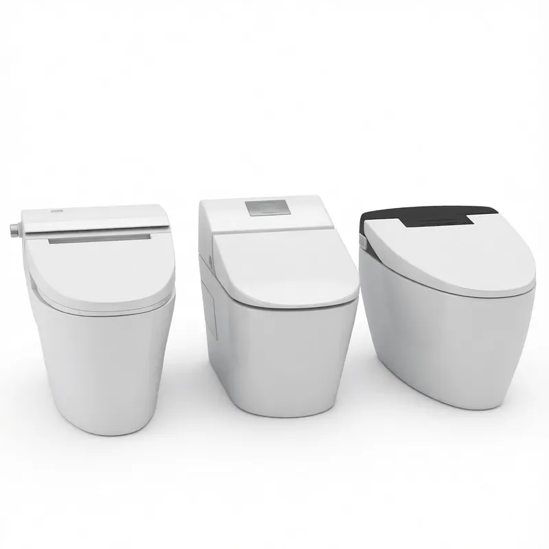 D5renderおよびEnscapeにおけるSketchUp浴室設計ビジュアライゼーション向け、統合制御パネル付きモダン・ホワイトスマートトイレ3Dモデル