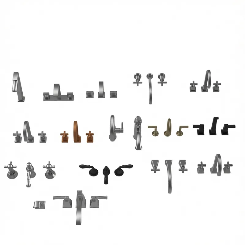 スケッチアップ建築・インテリアデザイン可視化用、研磨された金属質感を備えた現代的なバスルーム蛇口3Dモデルコレクション