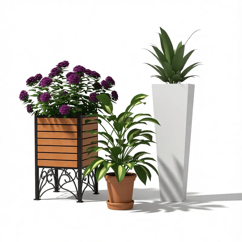 A32803Realistic Indoor Plant Pots Collectionhz017HqR Realistic 3D indoor plant pots with photorealistic textures for architectural design visualization in SketchUp