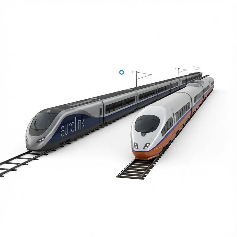 Hyper-realistic 3D render of high-speed trains with aerodynamic design optimized for SketchUp architectural and transportation visualization projects