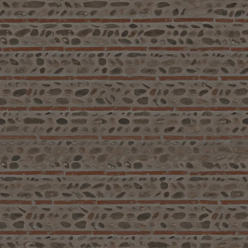 Ancient Stone Wall Texture with Brick Inlays 4k for 3D Modeling and Game Design