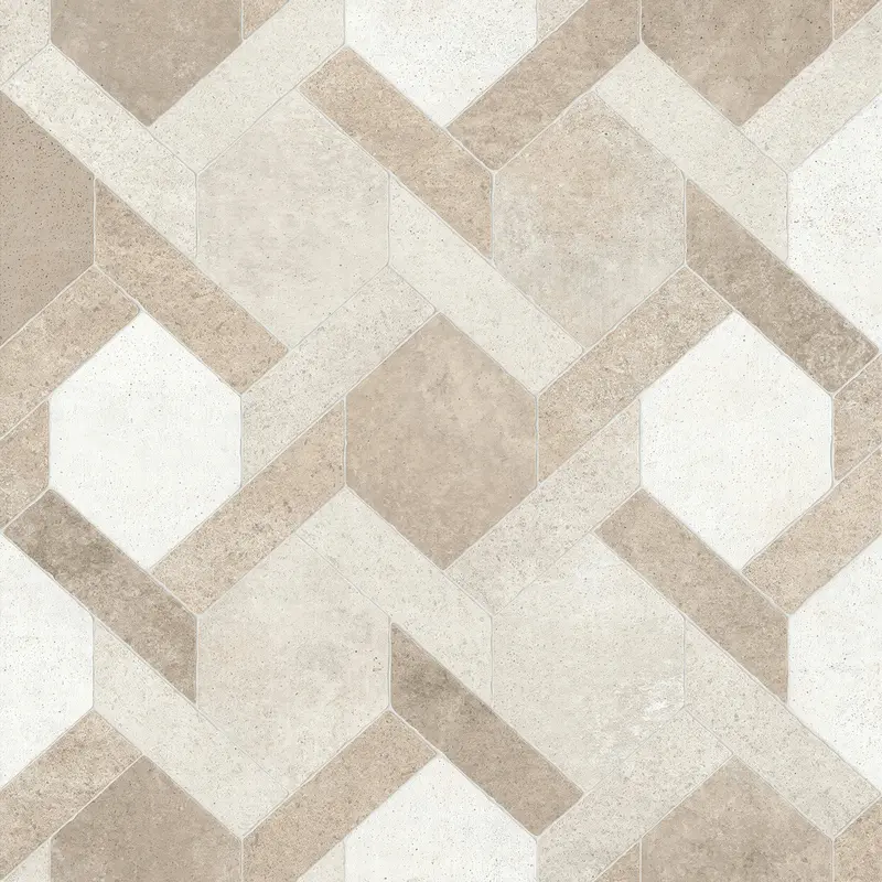 Geometric Beige Stone Tile 4k Texture for 3D Interior Design and Architecture