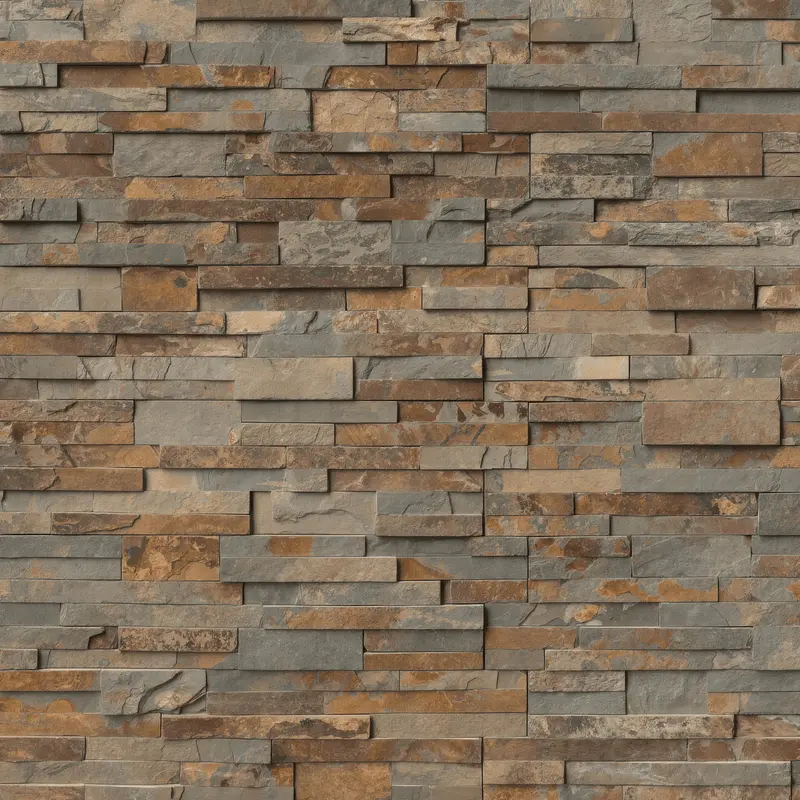 Multi-Toned Stacked Stone Wall Texture 4k for Architectural and Interior Design