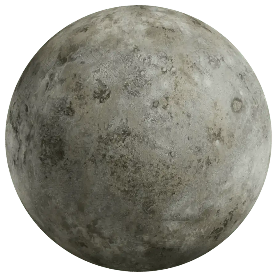 Rendered sphere displaying Aged Gray Concrete Surface PBR Texture