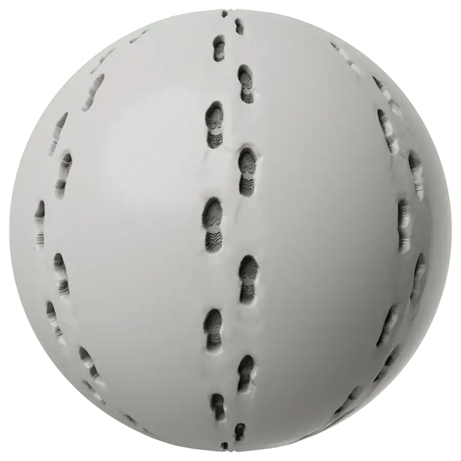 Rendered sphere displaying Gray Horizontal Footstep Overlay PBR Texture