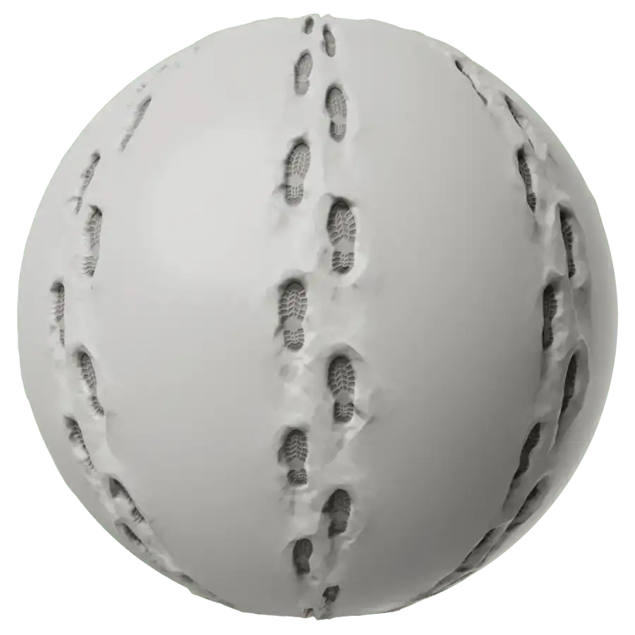 Gray Textured Footstep Overlay PBR Texture on a studio-lit material sphere