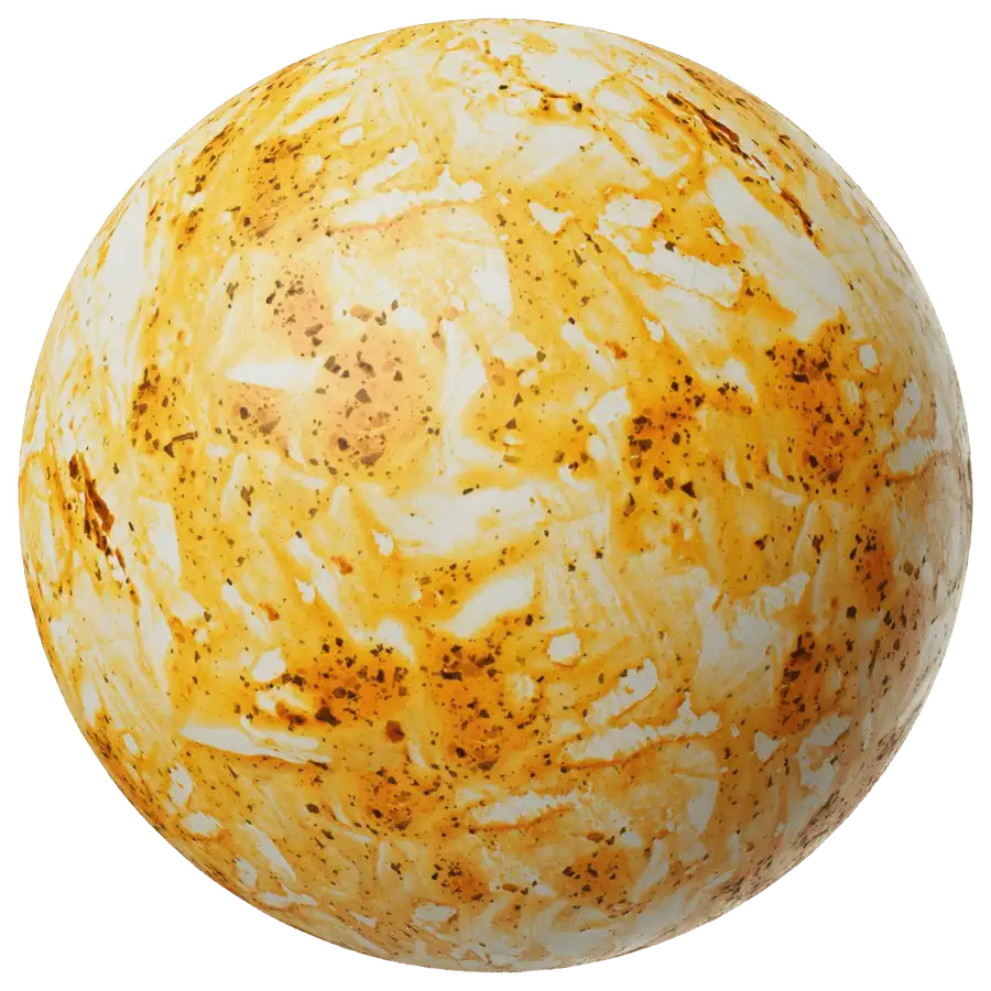 Rendered sphere displaying Orange-brown Smear Overlay PBR Texture