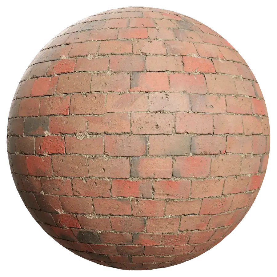 Rendered sphere displaying Orange Interlocking Paving Stone Surface PBR Texture