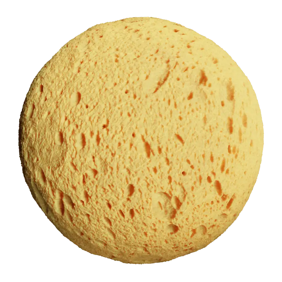 Rendered sphere displaying Sponge Surface Material for Game Props