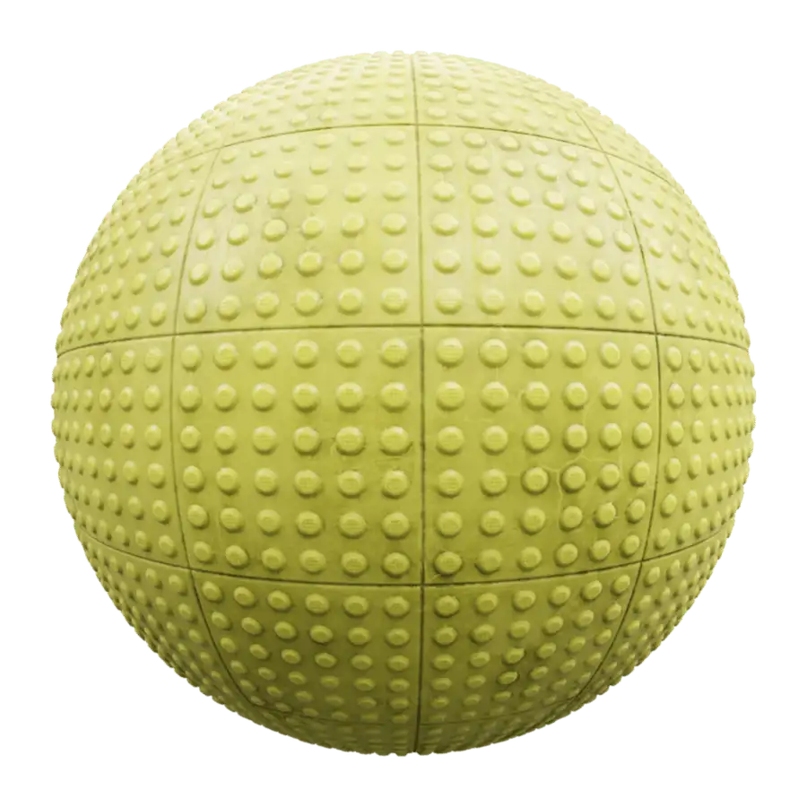 Rendered sphere displaying Yellow Tactile Paving Surface PBR Texture