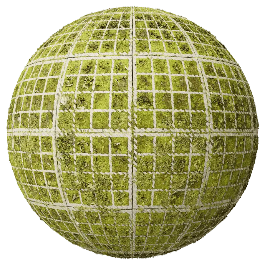 Rendered sphere displaying Yellow Textured Ground Surface PBR Texture