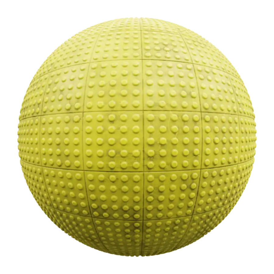 Rendered sphere displaying Yellow Textured Tactile Paving Surface PBR Texture for Public-space Visualization