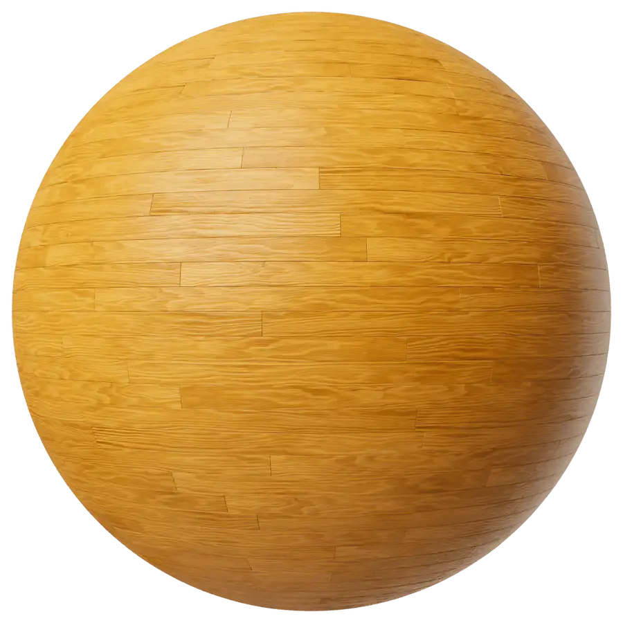Yellow Textured Wood Plank Flooring PBR Texture for Hospitality Interiors on a studio-lit material sphere